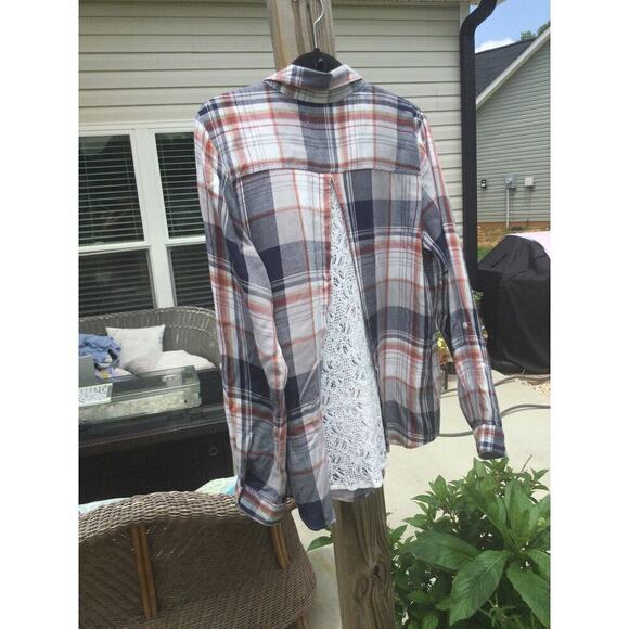 Knox rose shirt XL extra large flannel plaid lace insert women festival fairy - Picture 5 of 9